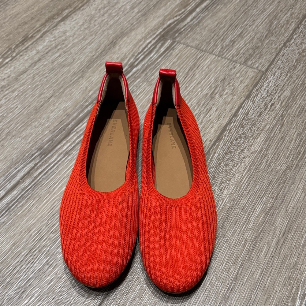 Everlane Bright Red Knit Flats